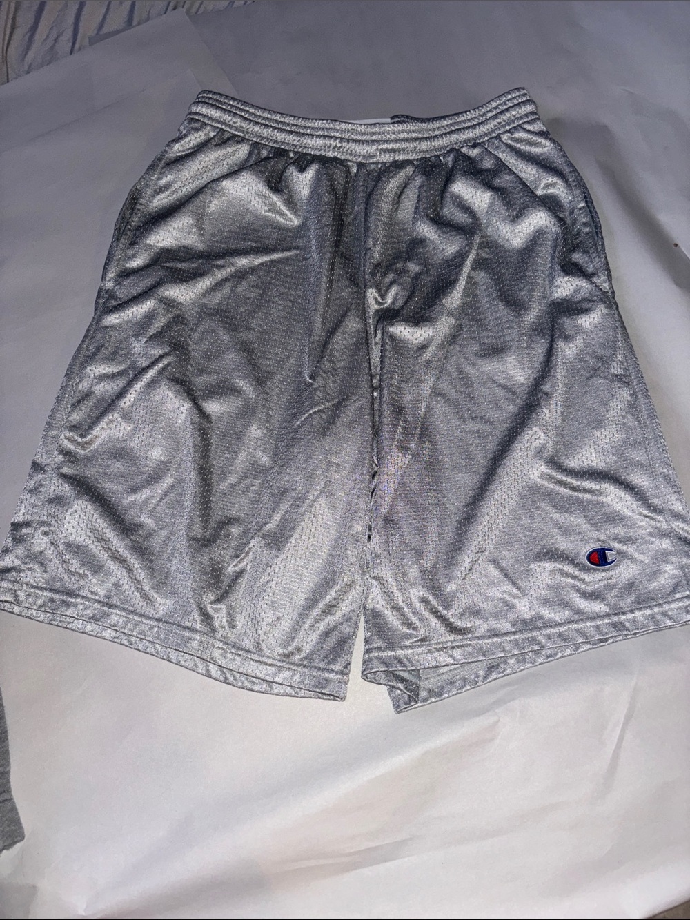 Champion Silver Gray Athletic Mesh Shorts size small